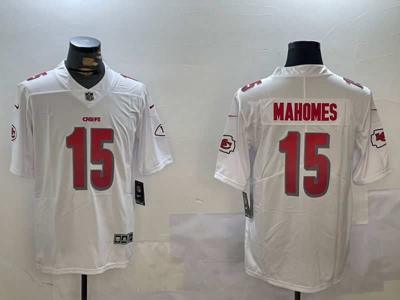 Men Kansas City Chiefs 15 Mahomes White Second generation 2024 Nike Limited NFL Jersey style 1